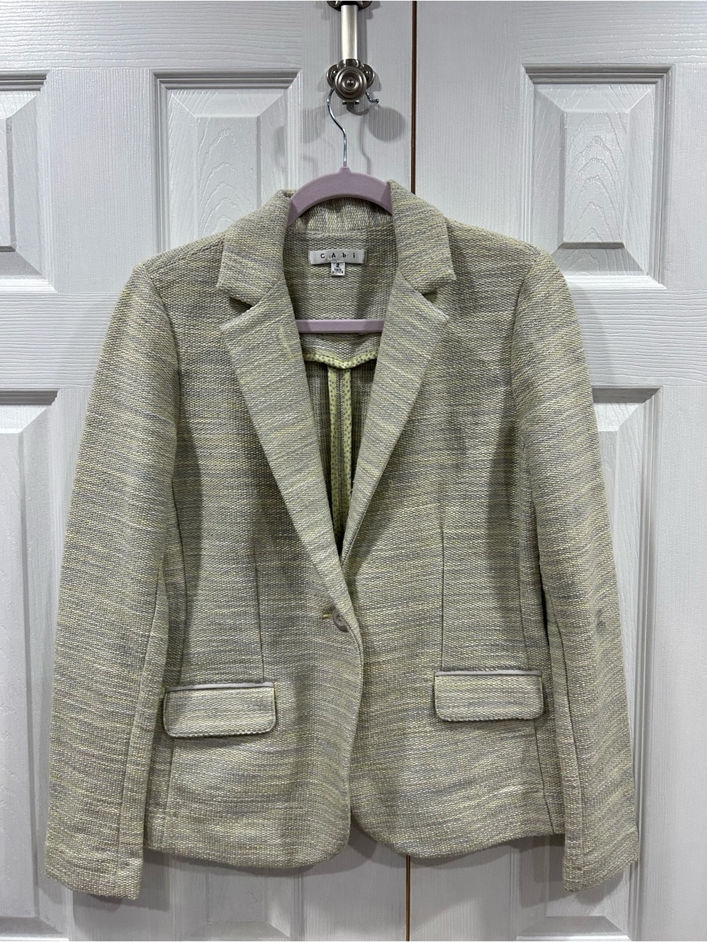 CAbi Women's Light Olive & Cream Textured Blazer